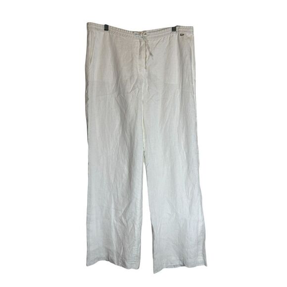 Escada Sport Vintage White 100% Linen Wide Leg High Rise Lined Pants Sz L - Picture 1 of 6